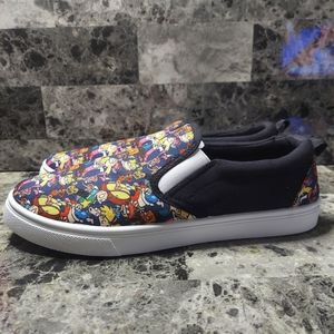 NICKELODEON Mens Canvas Characters Slip-On Sneakers SHOES ~ Size 9.